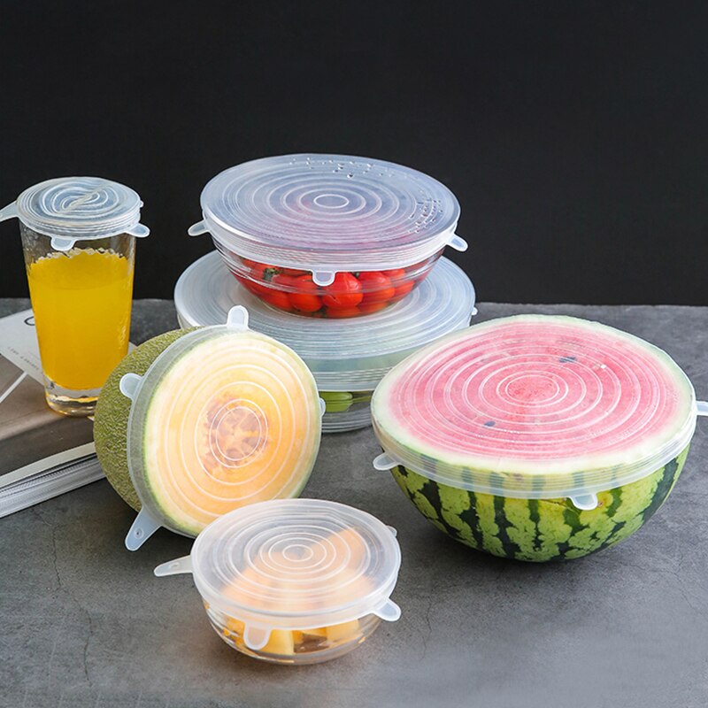 6 stuks/set siliconen rekdeksels universele deksel siliconen kom pot deksel siliconen deksel pan koken voedsel vers deksel magnetron deksel