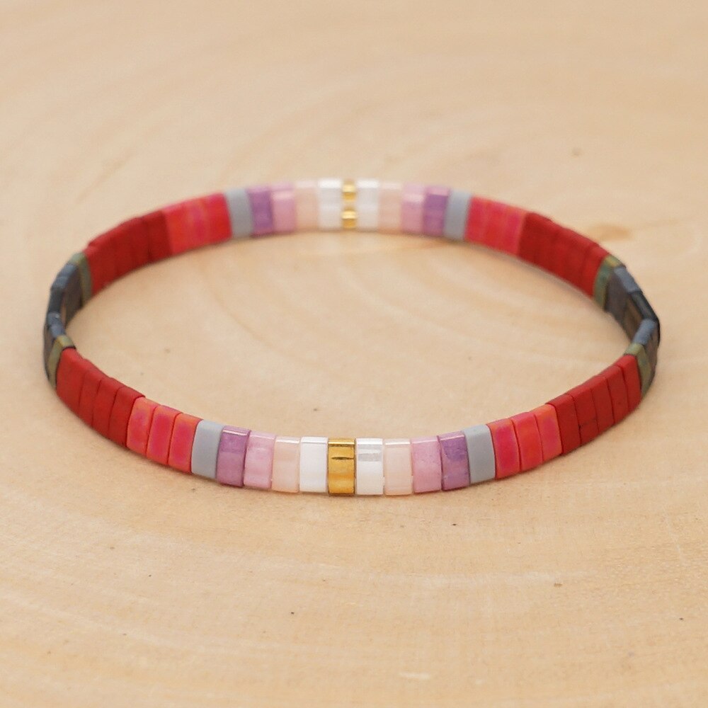 Pulsera Bohemia MIYUKI para mujer, brazalete de cuentas de TIla multicolor, joyería étnica, Bisutería: HDB141-23