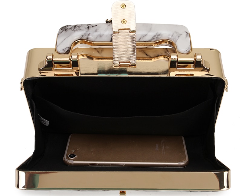 Luxury Marble Striped Box Pu Women Party Handbag Shoulder Bag Crossbody Bag Ladies Purse Bag Chian Purse Totes