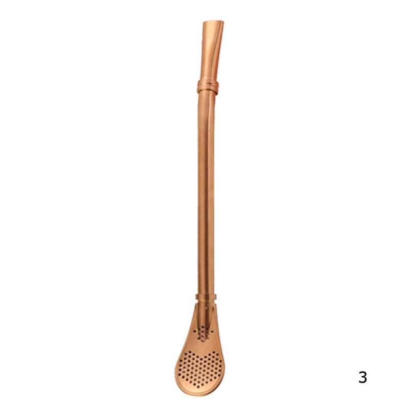 Pajita reutilizable de acero inoxidable para beber, utensilios de Metal para Bar, Yerba Mate, calabaza, cuchara, 1 ud.: RoseGold