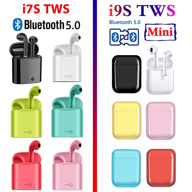 Auriculares i7s i9s tws auriculares inalámbricos con Bluetooth, auriculares estéreo 5,0 de sonido HiFi, Auriculares deportivos para llamadas de teléfono, todos los teléfonos inteligentes