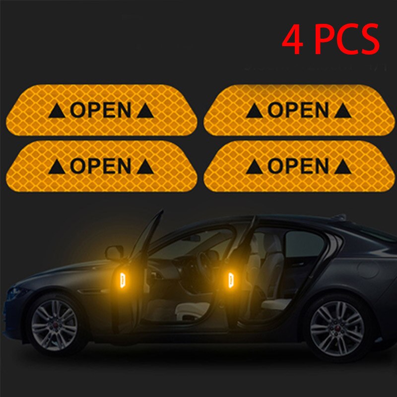 Cinta reflectante abierta para coche, pegatinas reflectoras con de advertencia, tiras reflectantes, estilismo para coche, 4 colores, de seguridad, palo para coche: orange OPEN