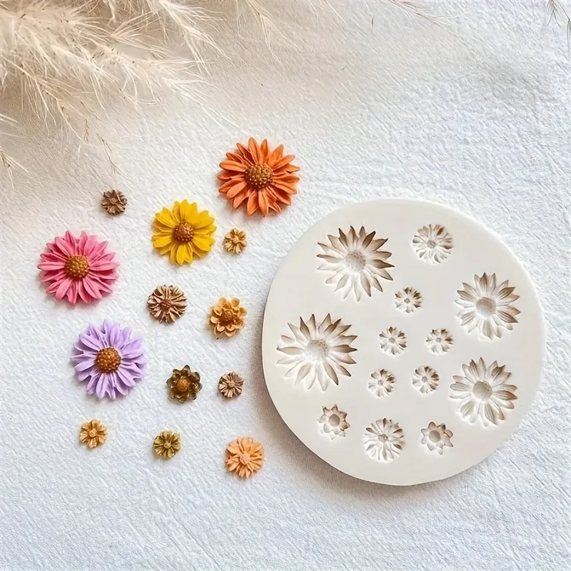 Molde de silicona para flores, ramo de arcilla polimérica, molde de fundición de flores para pendientes DIY, fabricación de colgantes, moldes artesanales de arcilla polimérica, 1 ud.