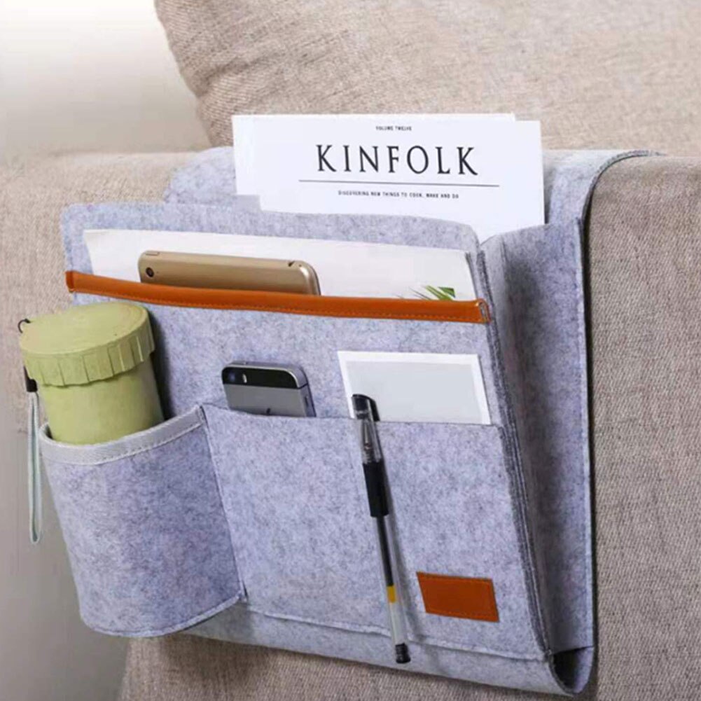 Vilt Nachtkastje Opbergtas Pouch Bed Bureau Bag Bank Voor Tv Afstandsbediening Opknoping Caddy Organizer Bed Houder Zakken