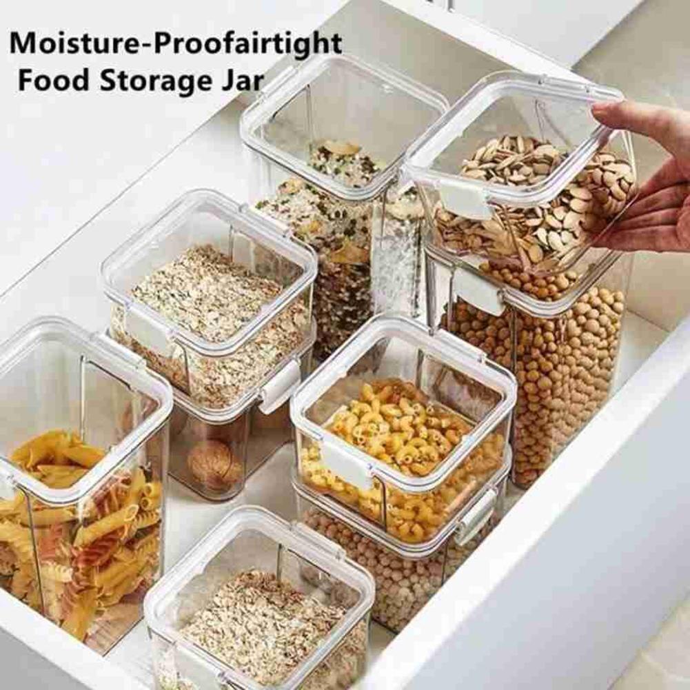 Square Sealed PET Jars Kitchen Storage Big Capacity Coffee Bean Storage Can Glass Jar With Lid Food Container Organizer Bottle