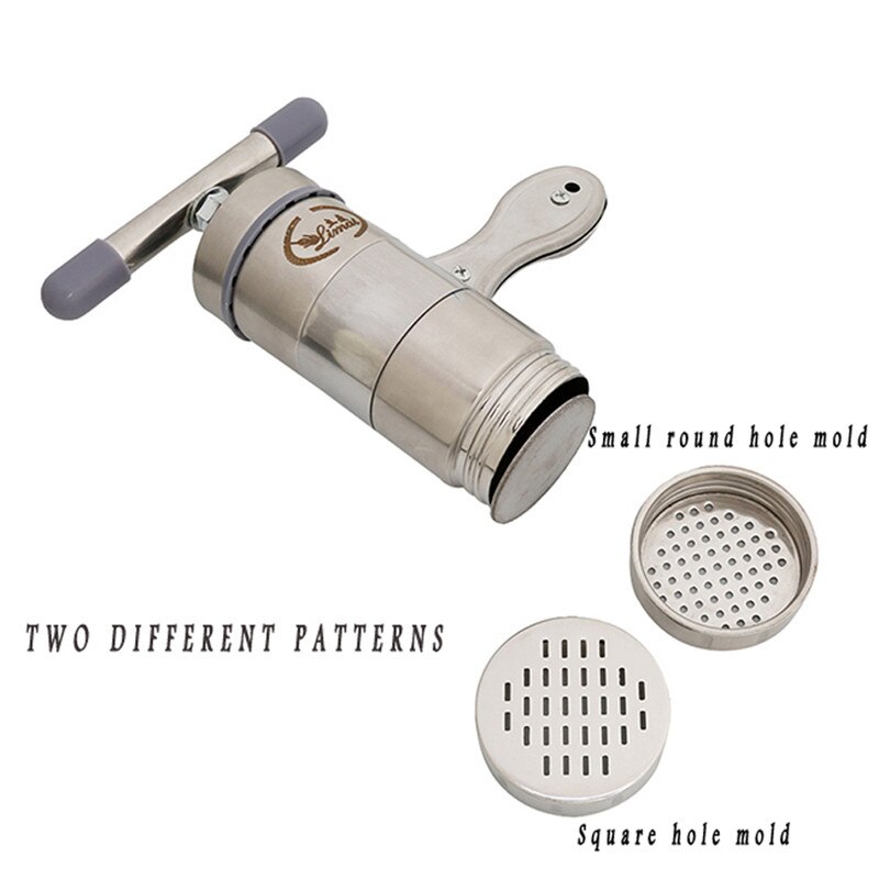 Fabricante de macarrão manual que faz espaguete utensílios de cozinha macarrão manual imprensa máquina macarrão manivela cortador frutas juicer panelas: 2 Mold heads