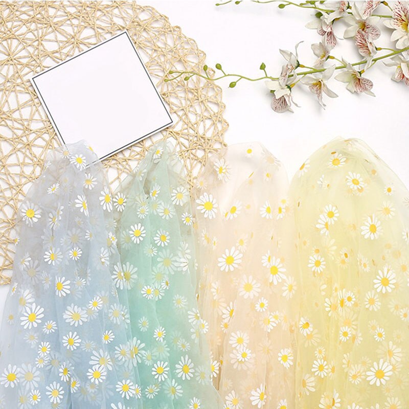 Daisy trykt organza stoff for jenter sommerkjole prinsesse kjole håndlaget diy klesdekorasjon liten daisy diy tyll