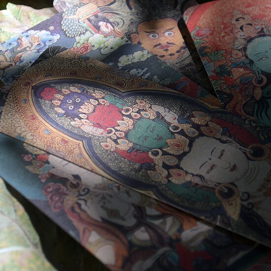 8 Pcs/Set Tibet Thang-ga Cardboard Bookmark Chinese Style Tang Ka Book Holder Stationery