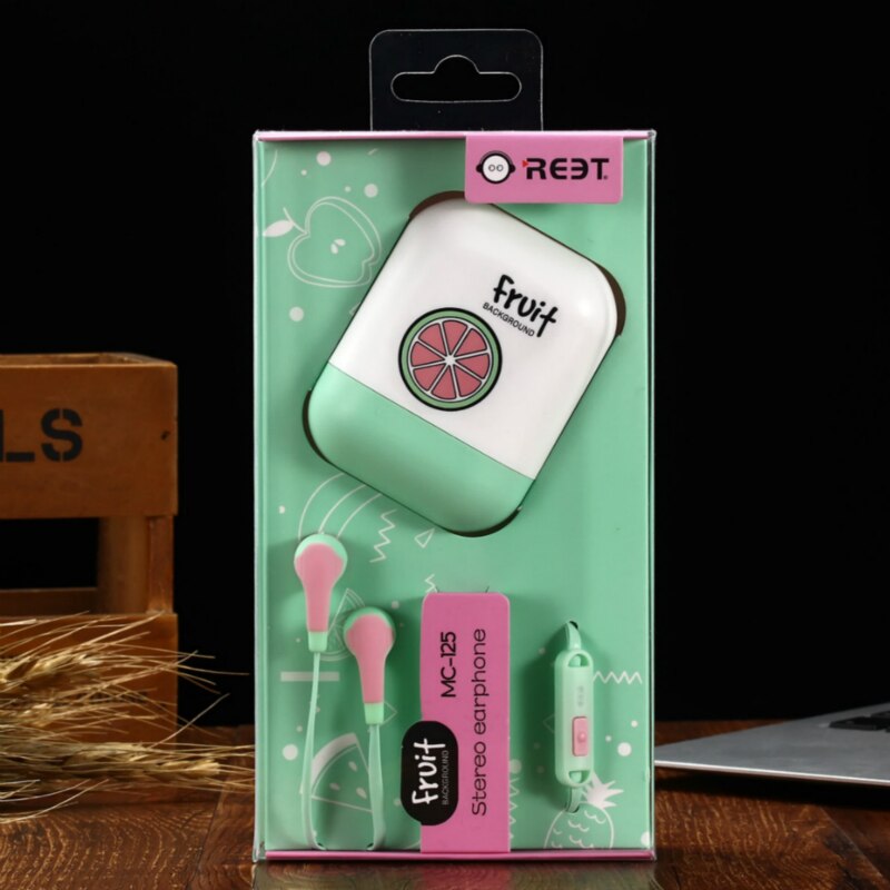 Écouteurs intra-auriculaires mignons pour fille enfants avec micro 3.5mm écouteurs universels de fruits stéréo compatibles avec SmartPhone