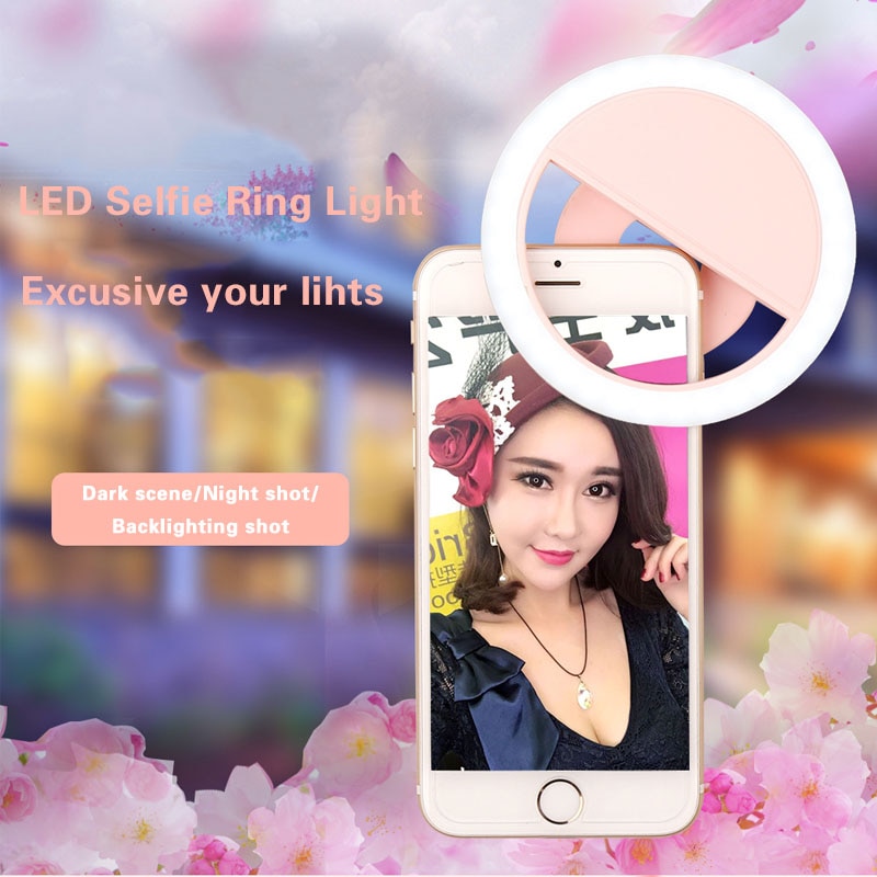 USB Charge led selfie lamp Portable Flash Led Camera Phone Photography Ring Light Enhancing Photography for iPhone smartphone