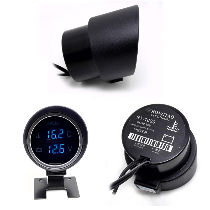 Dc 12v/24v bil lcd digital voltmeter vatten temp mätare med sensor integrerad kombination av spänning och vattentemperatur