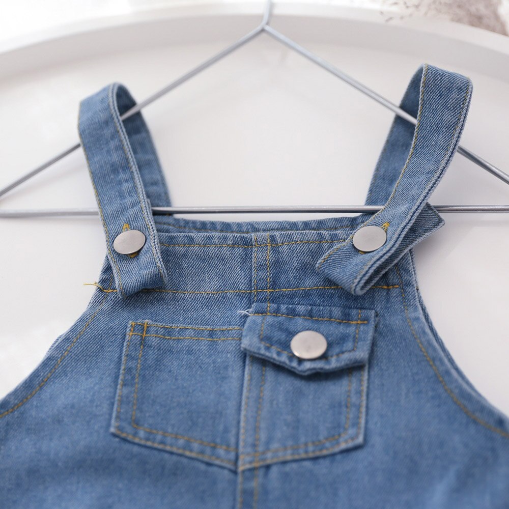 Halilo kinderoveralls blauw effen denim unisex babymeisjesjongens jumpsuit casual lente peuter jumpsuit verjaardagskleding