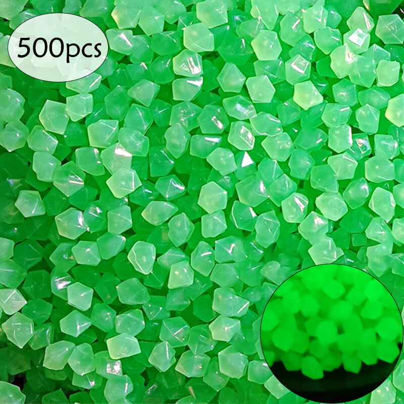 200/300/500Pcs Decorative Pebbles Garden Decor Outdoor Luminous Pebbles Garden Lawn Yard Walkway Stones Glow In The Dark Pebbles: Green A 500pcs