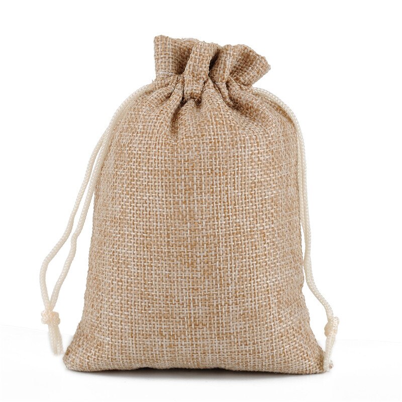 100 pcs/lot 7x9 cm différentes tailles toile de Jute toile de Jute toile de Jute sacs à cordon pochettes pour noël mariage emballage sac: Hemp