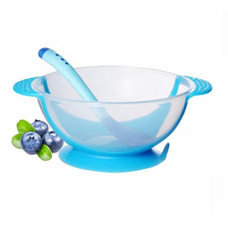 Vajilla con sensor de temperatura para niños, platos de aprendizaje para bebés, bandeja con bol y ventosa