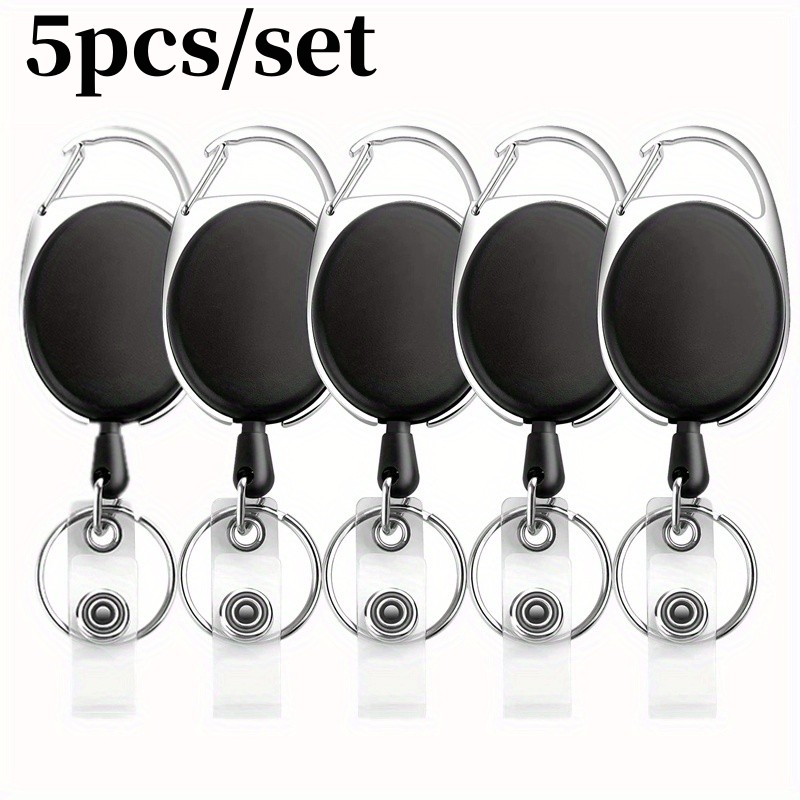 Intrekbare badgehaspelhouders, metalen heavy duty met karabijnhaak riemclip en sleutelhanger voor identiteitskaart naamhouder en sleutelhanger: Goud