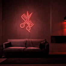 Wanxing Neon Led Kapper Winkel Decoratie Licht Super Cool Schaar Neon Lamp Muur Opknoping Acryl Nachtverlichting Straat Room Bar: Rood