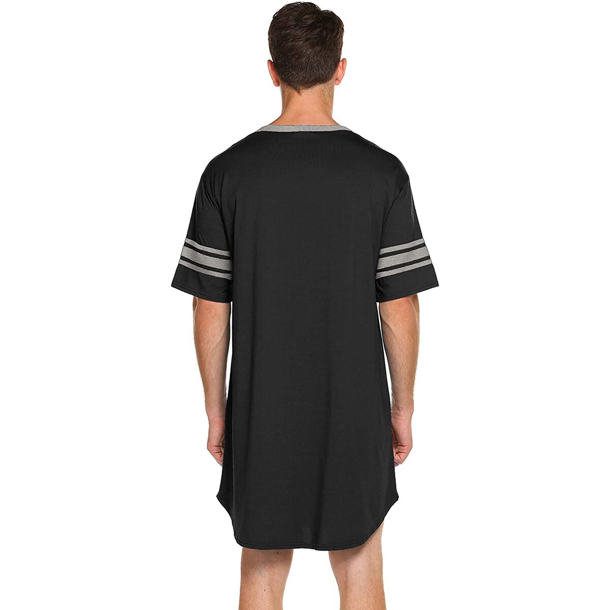 Mannen Katoen Nachthemd Slaap Tops Korte Mouw V-hals Zachte Losse Nachtkleding Nachtkleding Casual Homewear Zomer Mannelijke Nachthemd