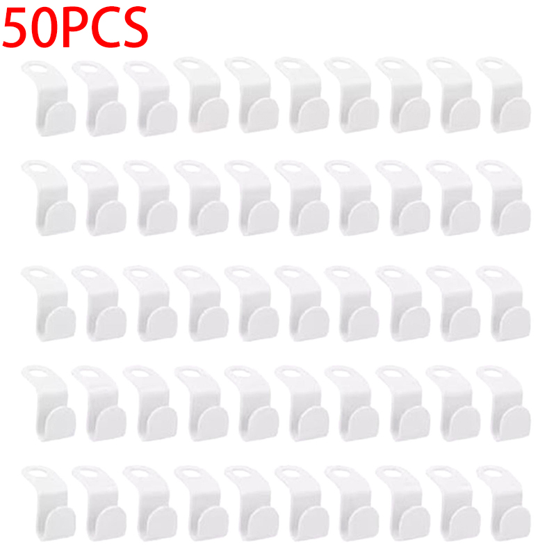 50Pcs Mini Clothes Hanger For Wardrobe Connector Hook Plastic Wardrobe Coat Extender Clips Holder Space Saving