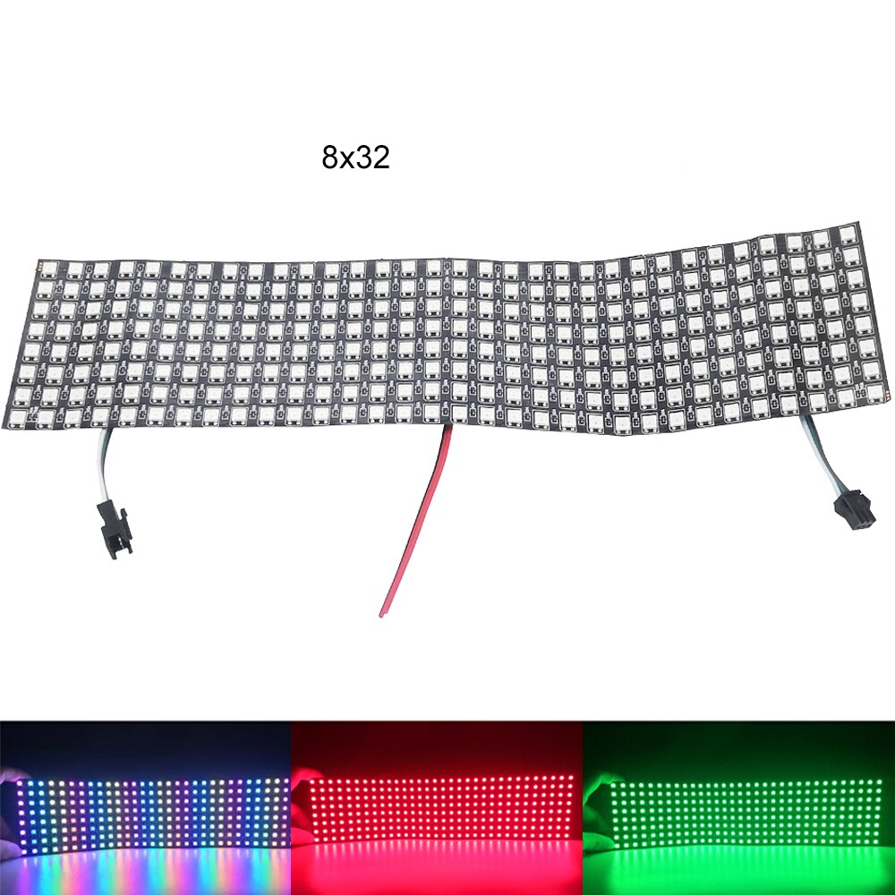 WS2812B Module Matrix Screen WS2812 RGB LED Digital Flexible Individually Addressable Panel Light WS2812 8x8 16x16 8x32 DC5V: WS2812B 8x32