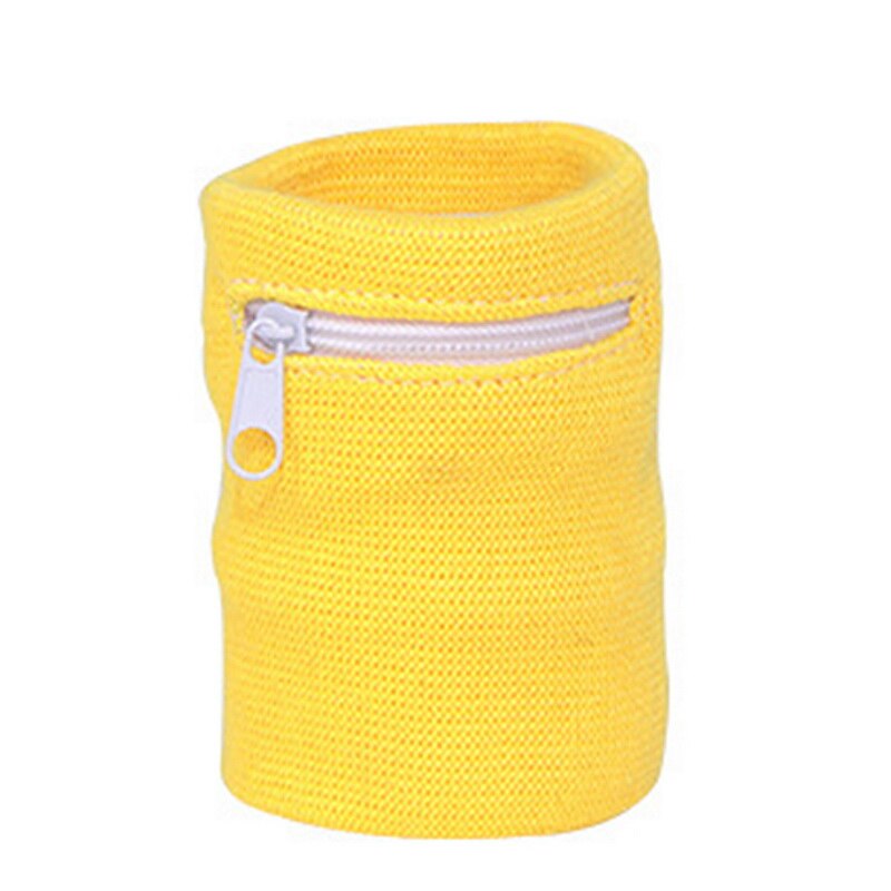 Reise SchweißBand Lauf Handgelenk Brieftasche Schlüssel Sport Armbinde mit Reißverschluss Tasche: Gelb