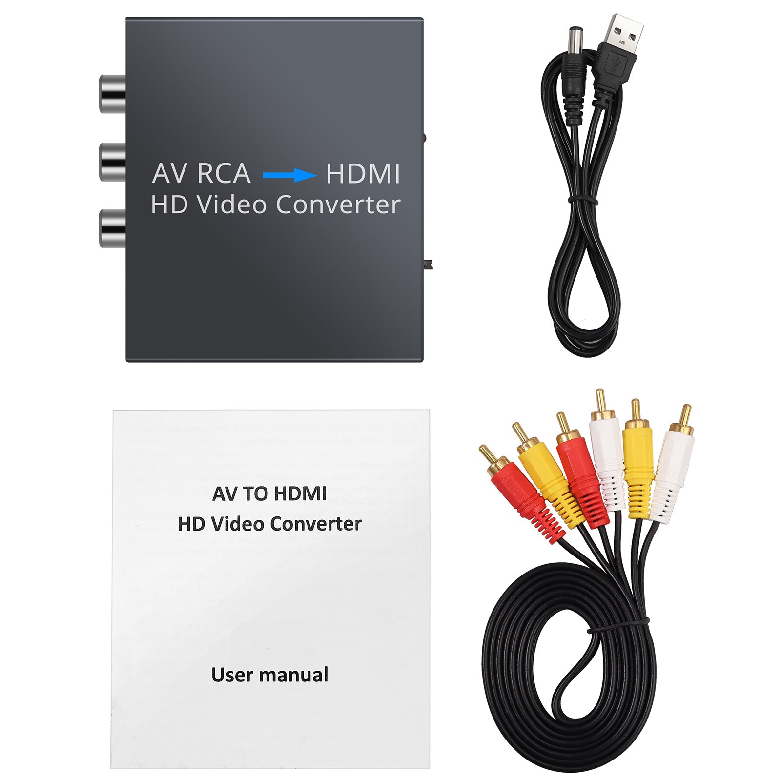 Neoteck AV RCA to HDMI-compatible Converter Video Converter Support PAL/NTSC 1080P RCA Composite CVBS Adapter + 1.5m AV Cable: Default Title