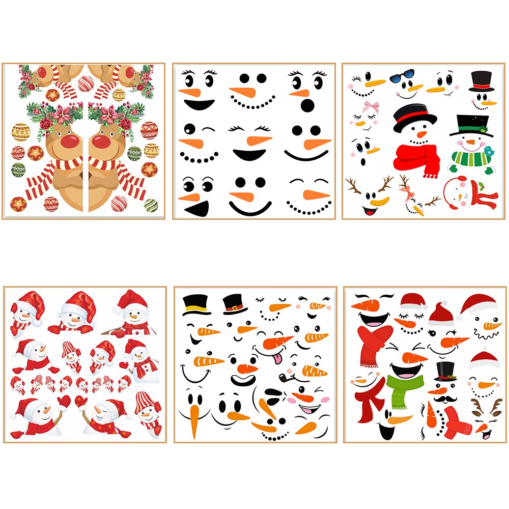 Removable Christmas Window Decal Santa Claus Snowman Stickers Winter Wall Stickers for Kids Room Year Christmas Window Decor