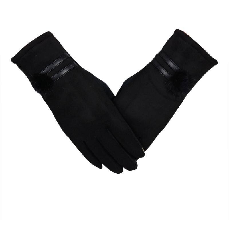 Winter women gloves brand lovely Mittens thick Warm Soft Wrist Gloves & Mittens #EW: Black