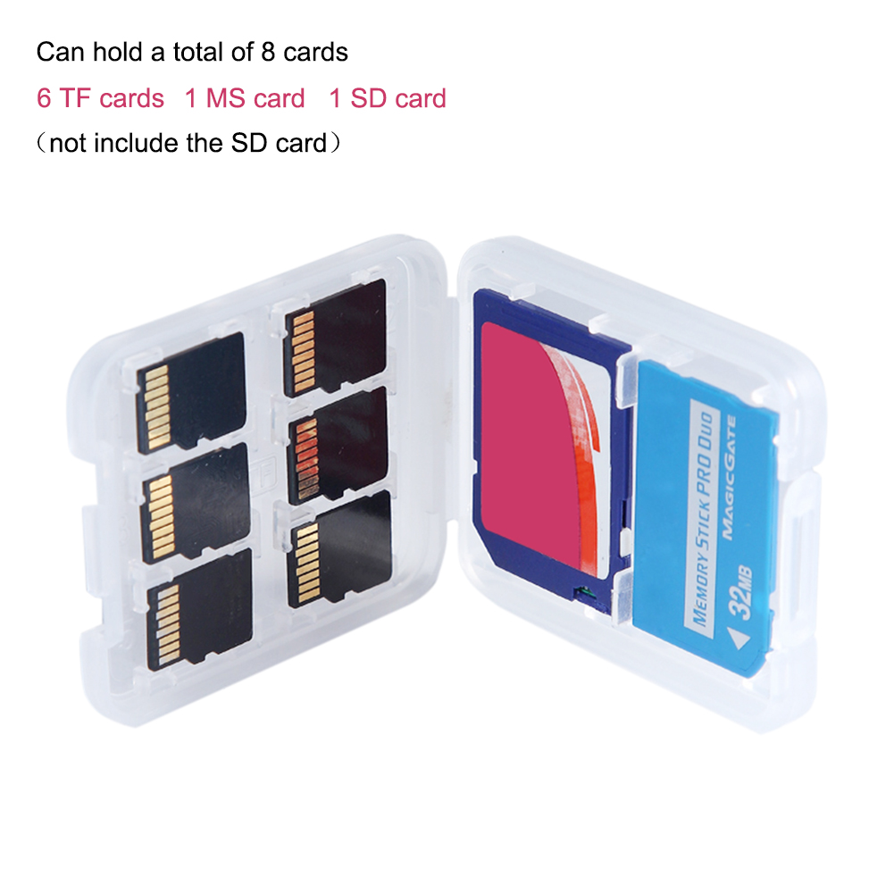 8 in 1 SD Card Box Memory Card Case Holder for SD SDHC TF MS Memory Card Storage Case Box Protector