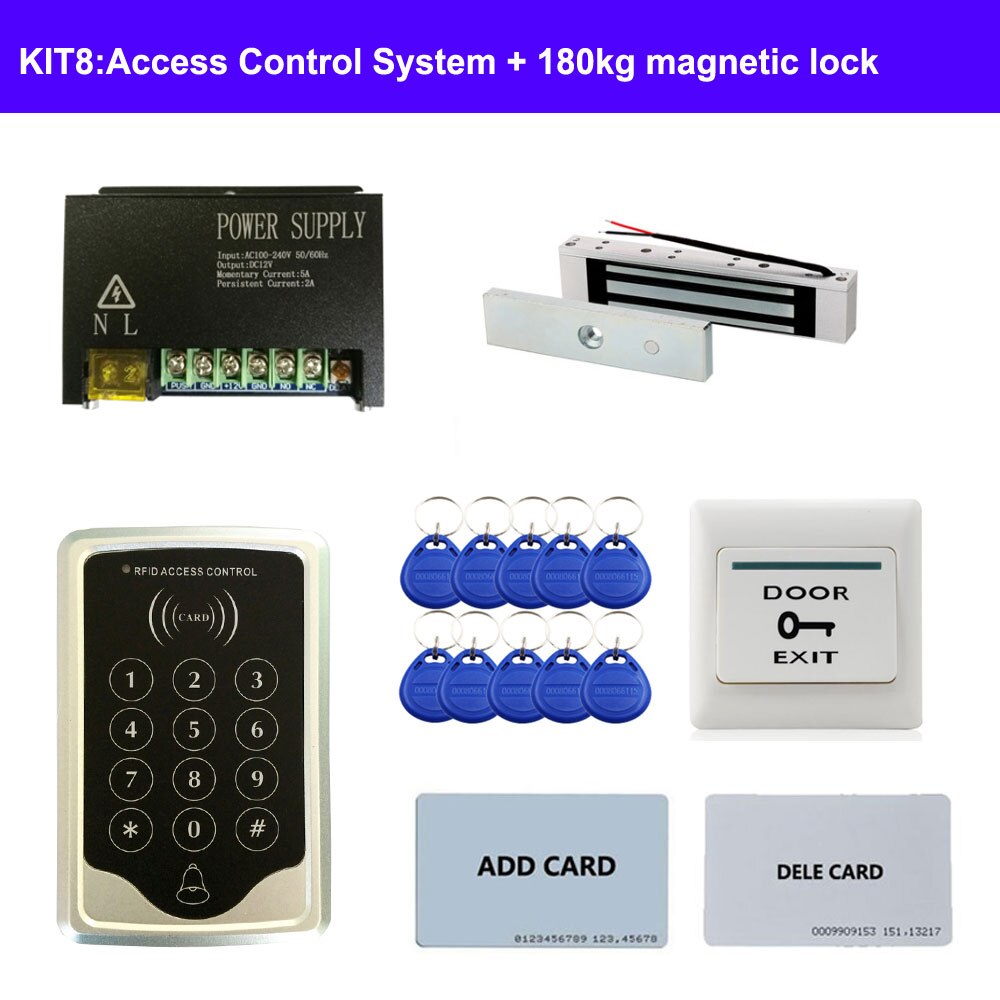 Access Control System DIY Kit + RFID ID keypad standalone controller + Power Supply +exit button + lock for various doors: KIT8