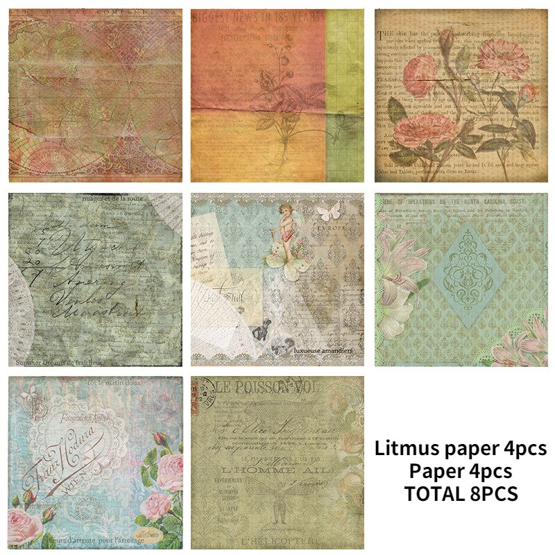 14Cm X 14Cm Chirstmas Retro Plakboek Rijstpapier Bloem Achtergrond Ambacht Diy Papier Junk Journal Scrapbooking Lakmoespapier 8 Stuks