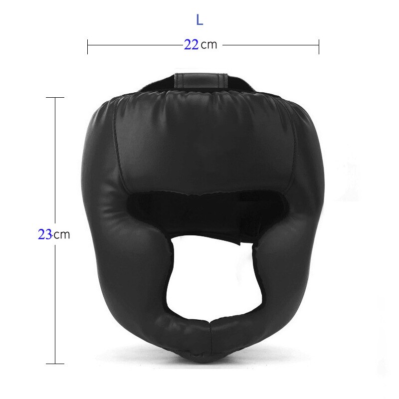 Zwarte vechtsport boks hoofdbeschermer helm training pu karate muay thai helm hoofdbeschermer mma sanda gesloten training kap bokshelm