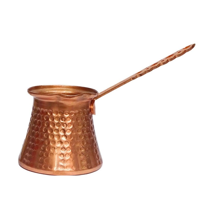 DEMMEX Dikwandige Koperen Turkse Griekse Arabische Koffiepot, Koffiezetpot voor het Fornuis, Cezve Ibrik Briki met Houten Handvat & Lepel, (Handgegraveerd (450 ml DEMMEX Dikwandige Koperen Turkse Griekse Arabische Koffiepot, Koffiezetpot voor het Fornuis, Cezve Ibrik Briki met Houten Handvat & Lepel, (Handgegraveerd (450 ml
