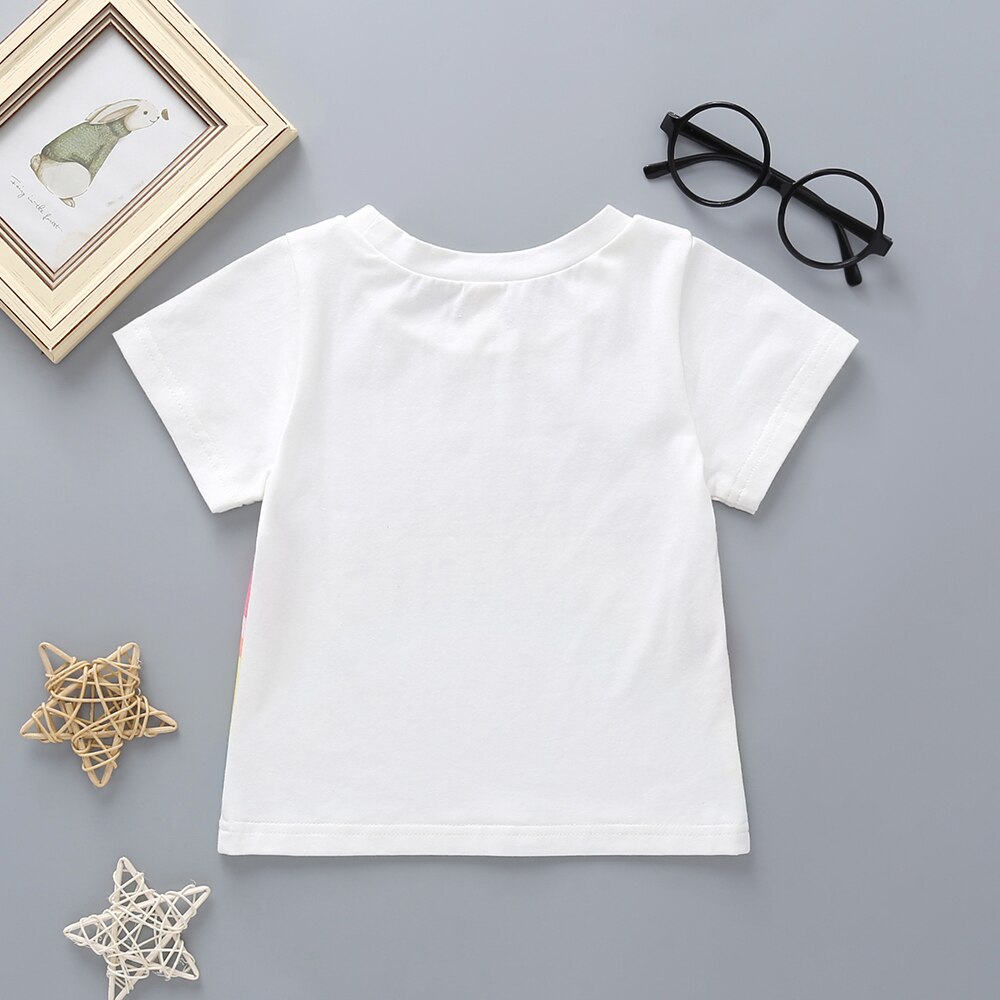 3-24M Neugeborenes Art freundlicher Baby Mädchen T-Shirt Sommer Regenbogen knapp aufbringen Koreanische Kurzarm Rundhals zur Seite fahren oben T Shirt