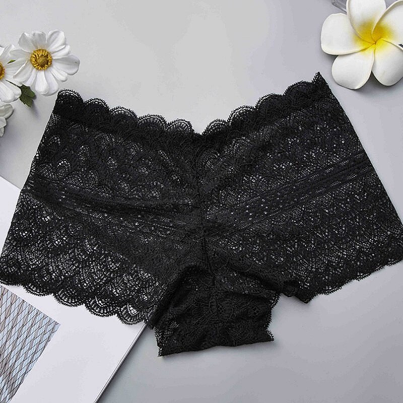 Women Soft Seamless Lace Safety Short Pants Summer Under Skirt Shorts Breathable Short Tights: Black  color