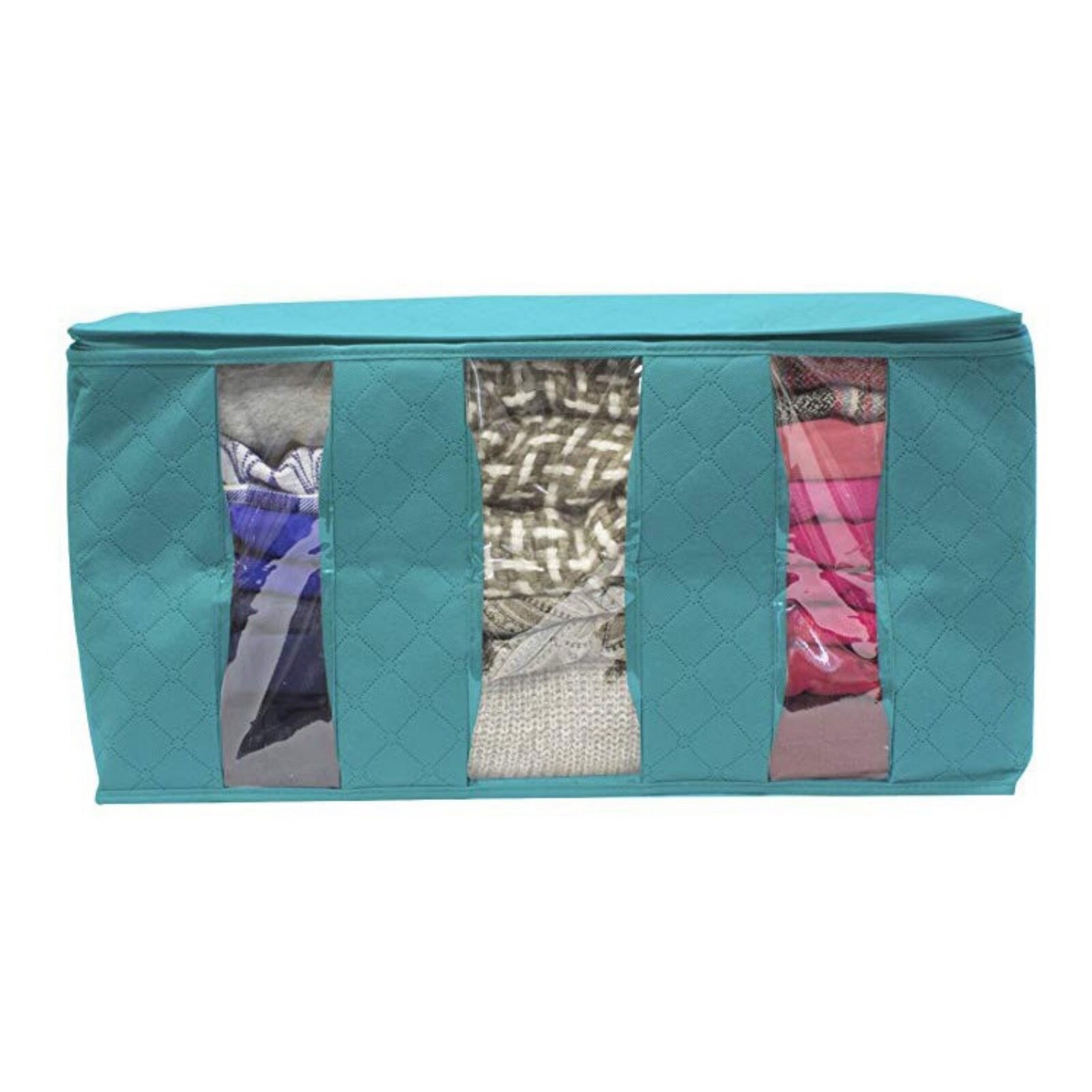 61 × 33 × 31Cm Vouwen Kleren Opbergzakken Garderobe Organisator Niet-geweven Onder Bed Opslag Dozen Items bagage Thuis Leveringen: Blue