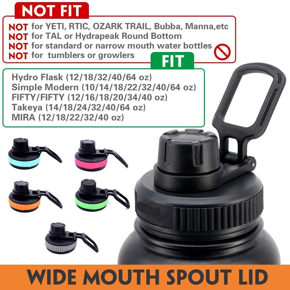 For Hydro Flask Bottle Straw Flip Lid Cap Replacement Lid for Wide Mouth Water Bottle Outdoor Portable Plastic Bottle