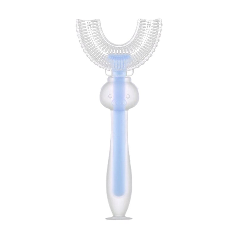 634F Kinderen U-vorm Tandenborstel Siliconen Training Tanden Reinigen Hele Mond Teethbrushes 360 ° Orale Tand Schoon Voor 2-4Years: Blue