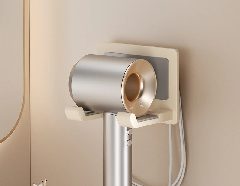 Aluminium Hair Dryer Rack Wall Mounted Bathroom Storage Organizer for Hairdryer Stand Support Cradle Holder Shelves: Beige