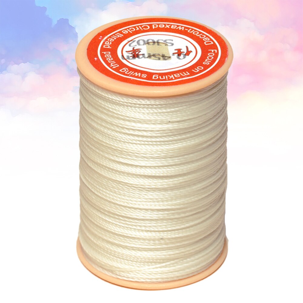 1PC 0.45mm Round Waxed Thread Leather Sewing Thread Hand Stitching Thread for Craft DIY (White)