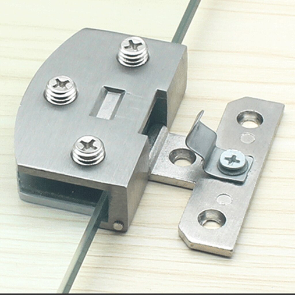 2Pcs Glass Door Hinge Display Cabinet Hinges Swivel Cupboard Hinges Plate Hardware