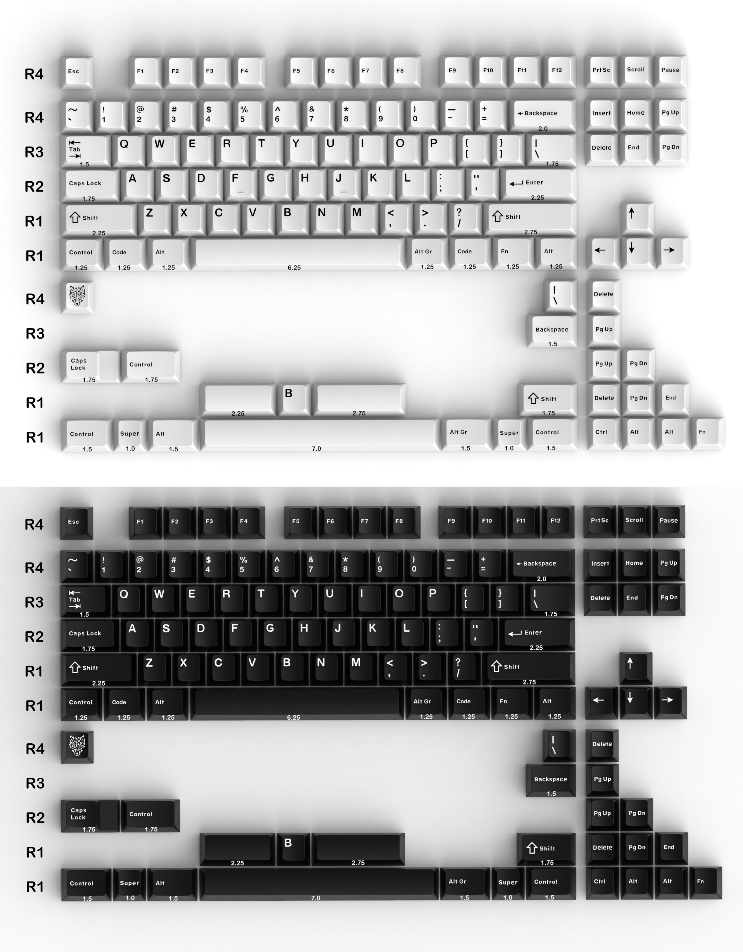 GMK BOW/WOB Keycaps Double Shot 114 Keys PBT Cherry Profile Alice Layout White Black Keycaps For Mechanical Keyboards 7u Keys: W kolorze khaki