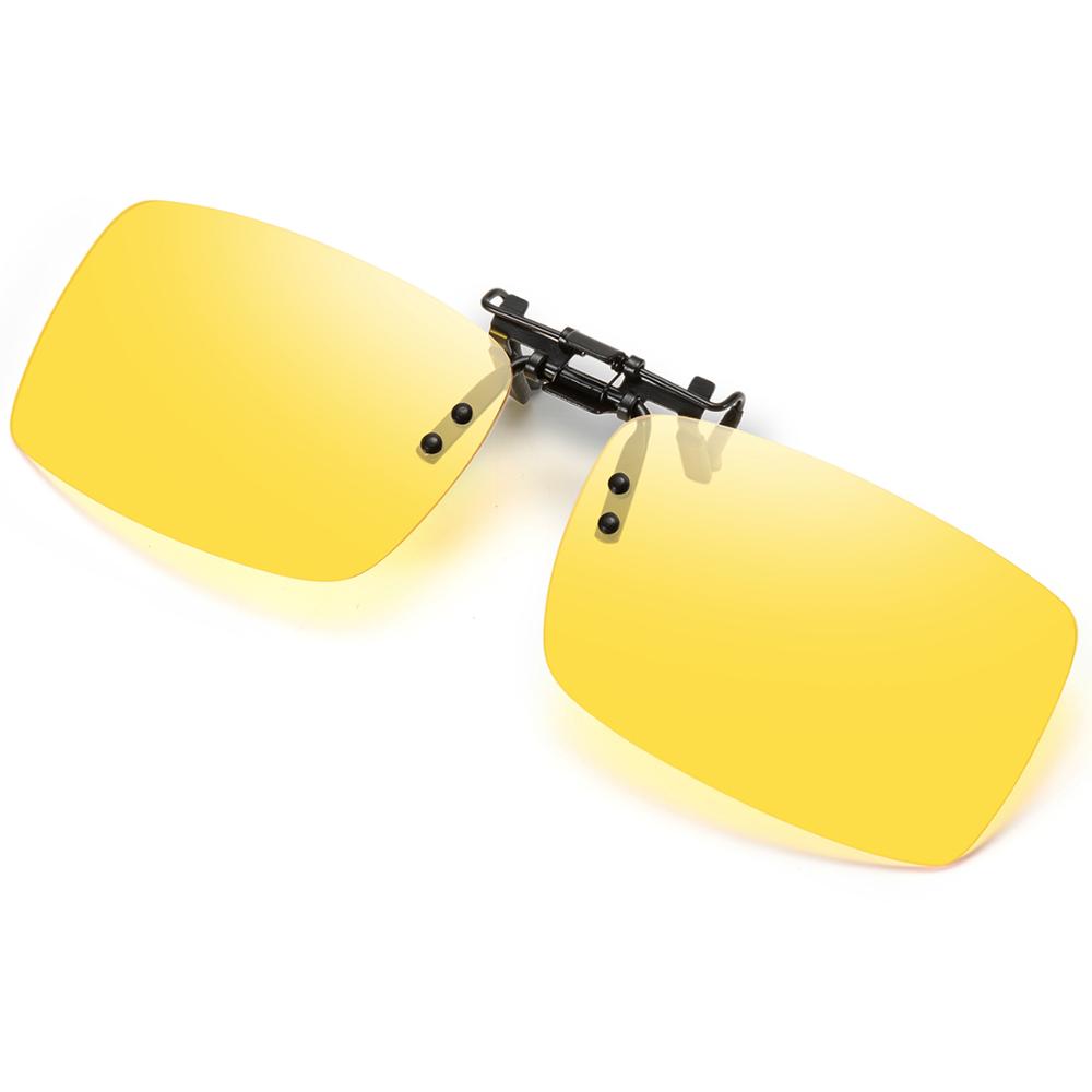 Yellow Clip Glasses Clip on Driving Night Vision Lens Polarized Sunglasses For Driving Unisex Square Lightweight Sunglasses