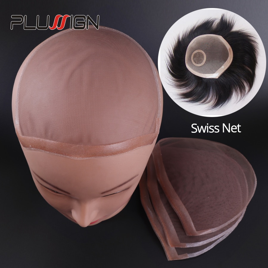 Plussign-Red con patrón de encaje suizo para hacer pelucas, tupé, cierre superior, base, accesorios para el cabello, medias de monofilamento, gorro para peluca