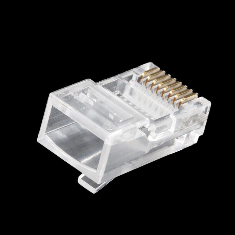 20/50/100 sztuk RJ45 kable Ethernet moduł wtyk złącze sieciowe RJ-45 kryształ głowy Cat5 Cat5e złoty kabel warstwowy