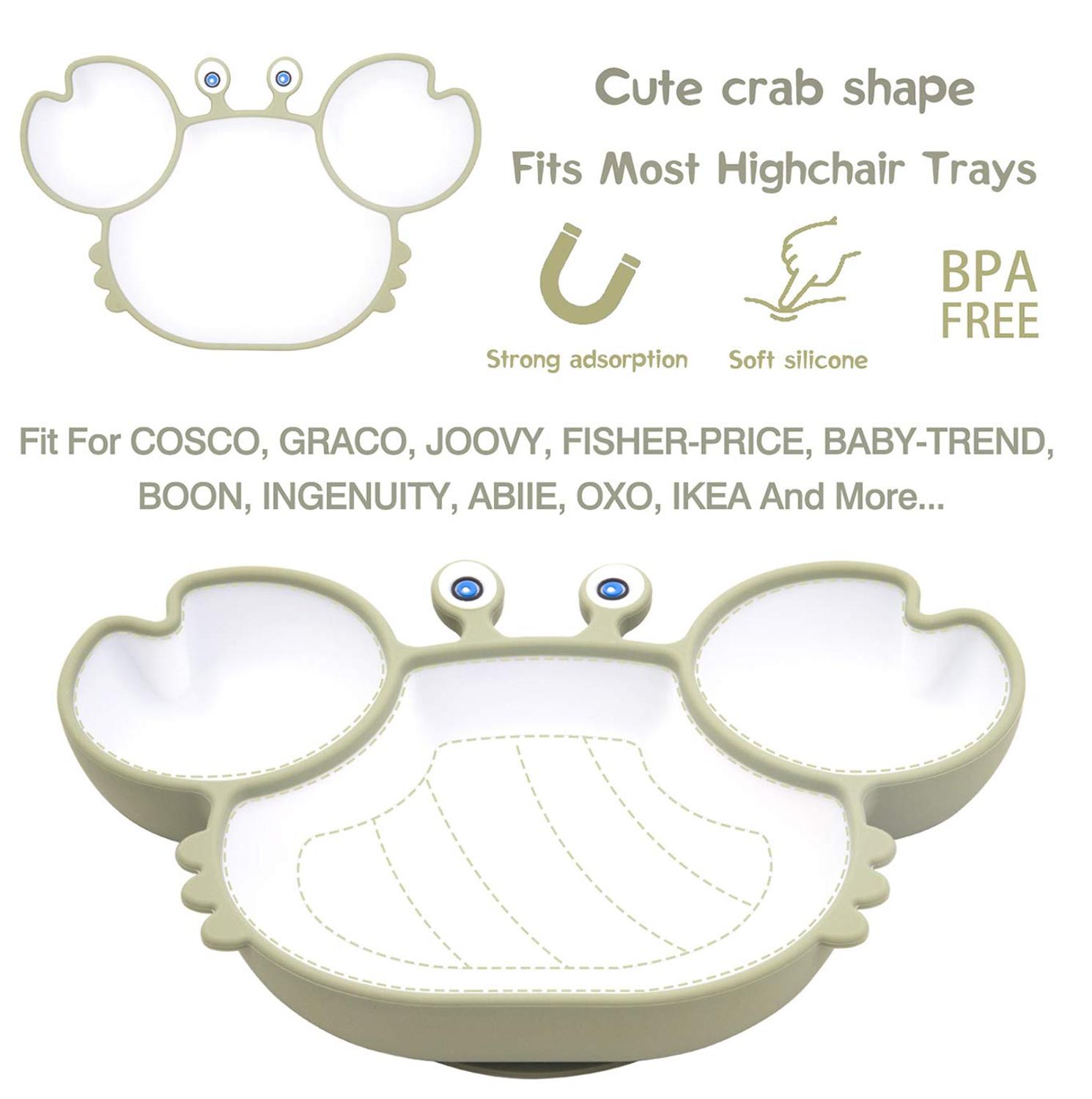 Assiette en Silicone pour enfants, bol en forme de crabe, dessin animé, alimentation pour bébé, vaisselle pour enfants