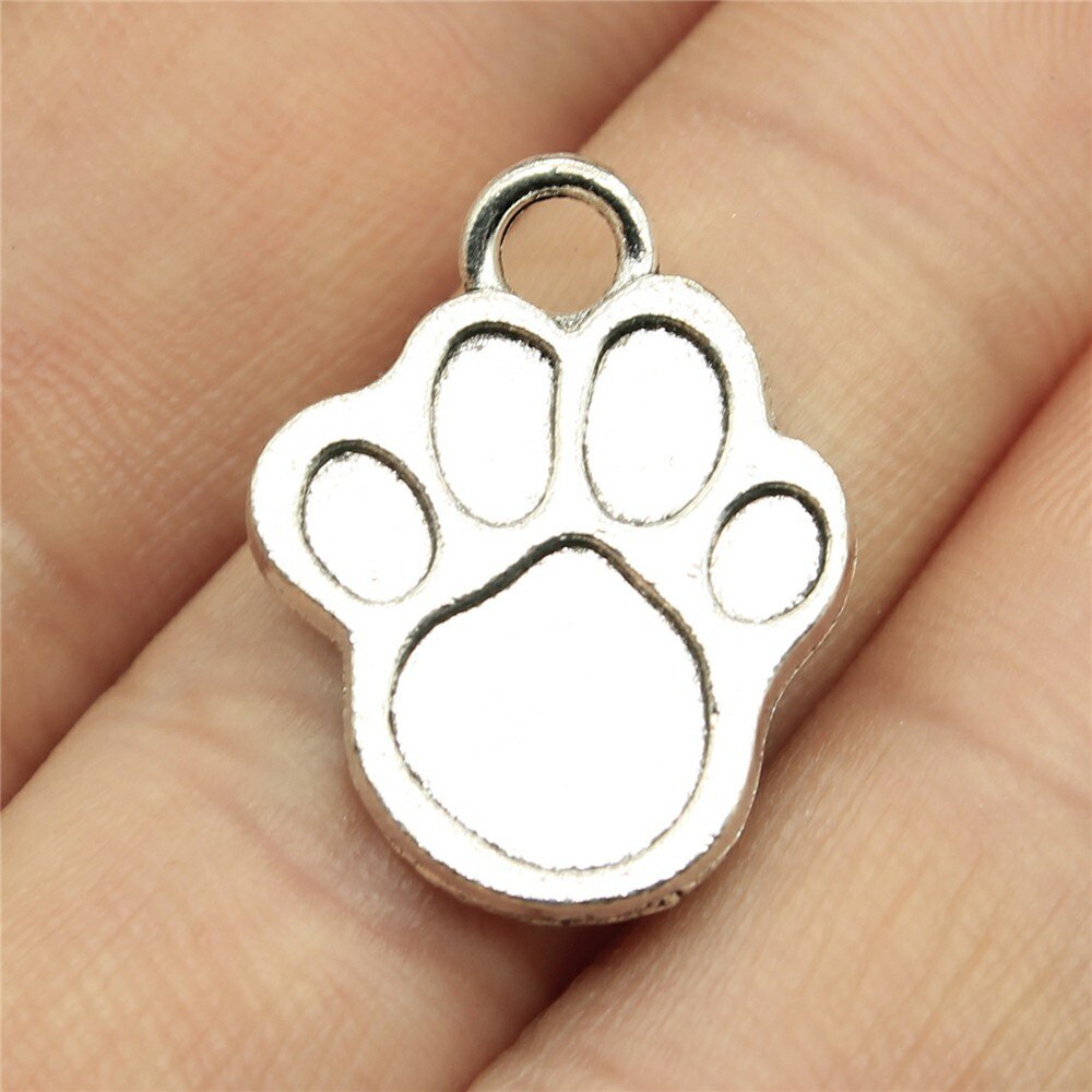 20pcs Charms Dog Paw Tibetan Bronze Silver Color Pendants Antique Jewelry Making DIY Handmade Craft: Blue