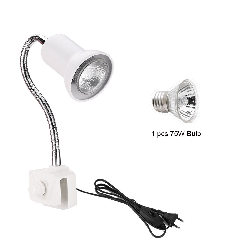 25/50/75W Aquarium Infrarood Verwarming Voor Turtles Lamp Reptielen Verwarming Licht Ceramices Socket 360 Draaibare Klem 11Mm Geknipt Tan: LAMP 75W BULB