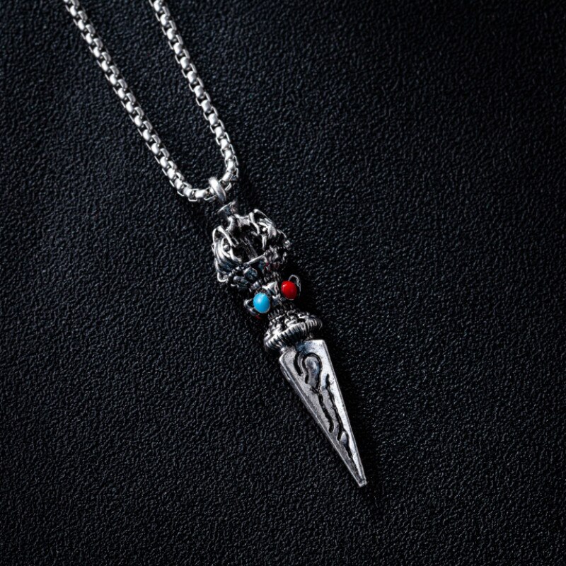 Collier Vajra avec pendentif mythe Oriental pour hommes, amulette, tibétain, bijoux de fête Punk de