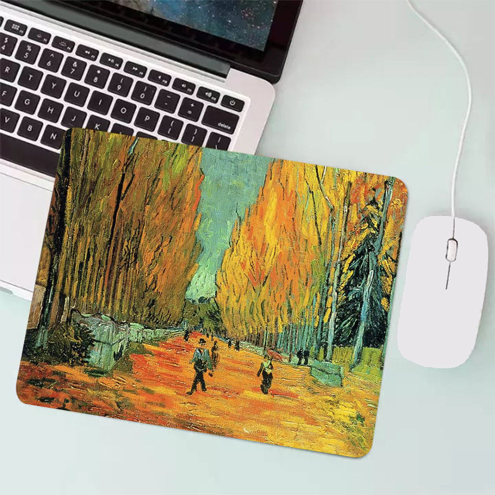 Van Gogh Painting Small Gaming Mouse Pad PC Gamer Keyboard Mousepad Computer Mouse Mat Laptop Carpet Anime Mause pad Desk Mat: 60x40 cm / Dark Grey